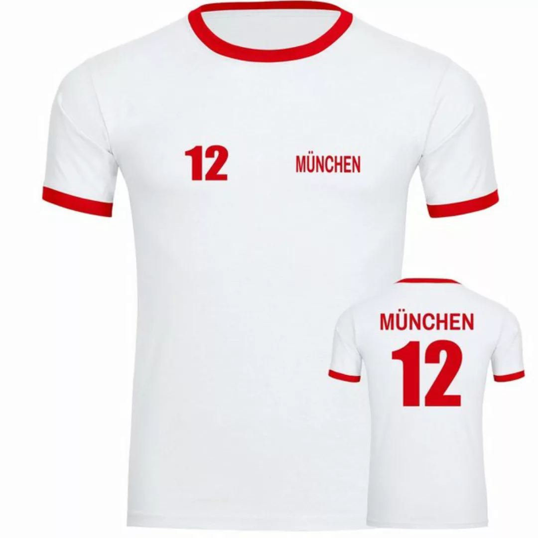 multifanshop T-Shirt Kontrast München rot - Trikot 12 - Männer günstig online kaufen