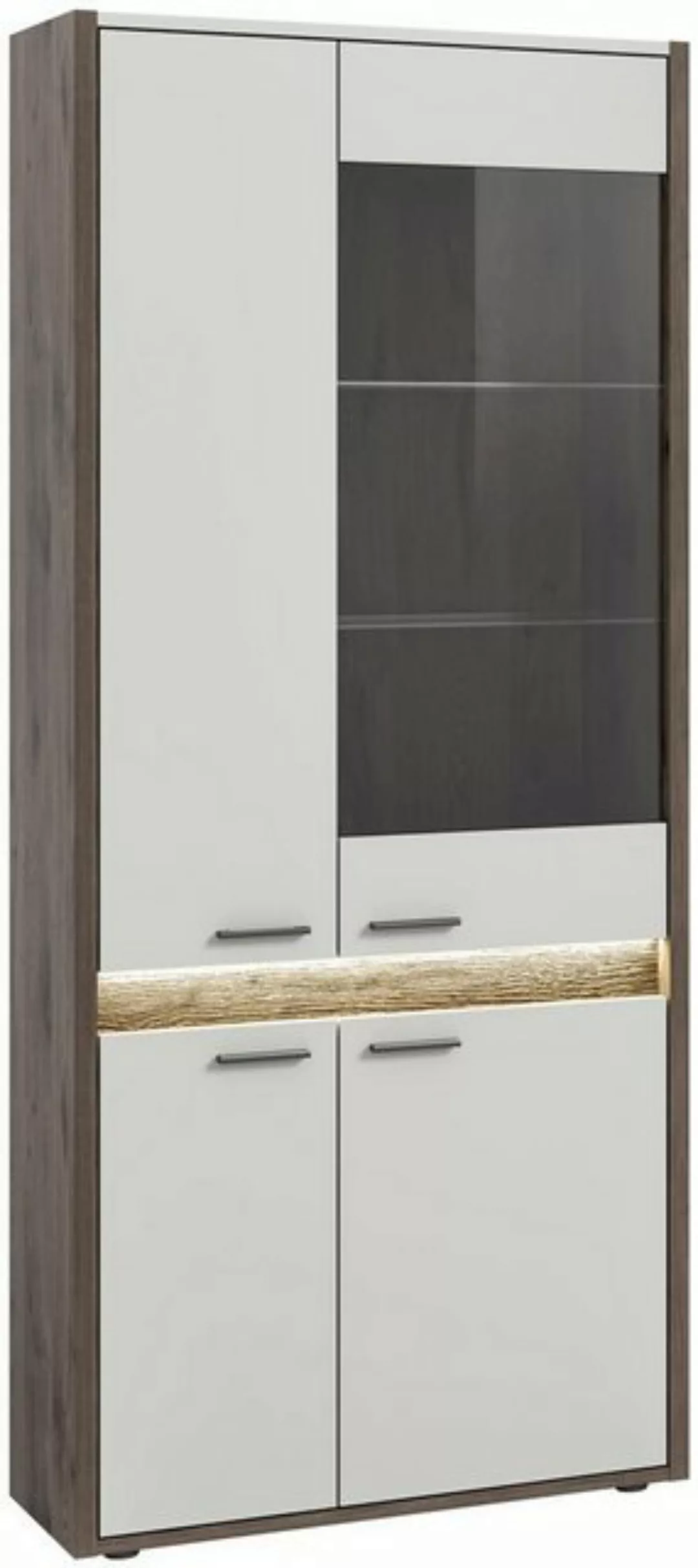 möbelvita Vitrine Horizon Vitrine B/H/T 82x198x37 in Nox Oak dunkel inkl. d günstig online kaufen