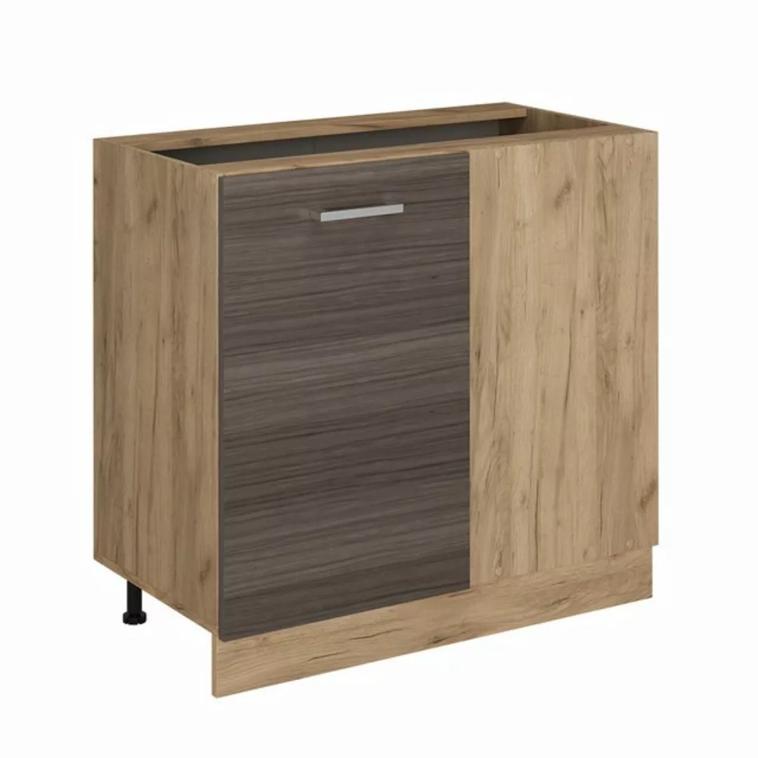 Vicco Eckunterschrank R-Line, Edelgrau/Goldkraft Eiche, 86 cm ohne Arbeitsp günstig online kaufen