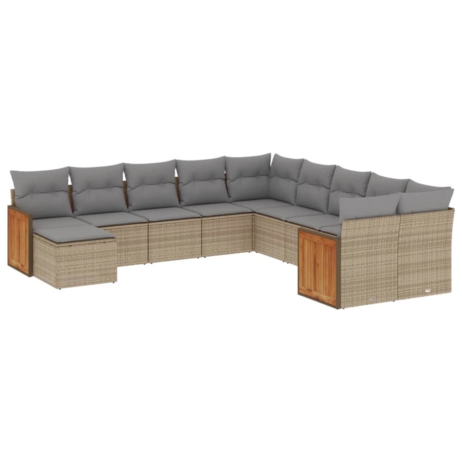 vidaXL 11-Tlg Garten-Sofagarnitur mit Kissen Beige Poly Rattan 3228250 günstig online kaufen