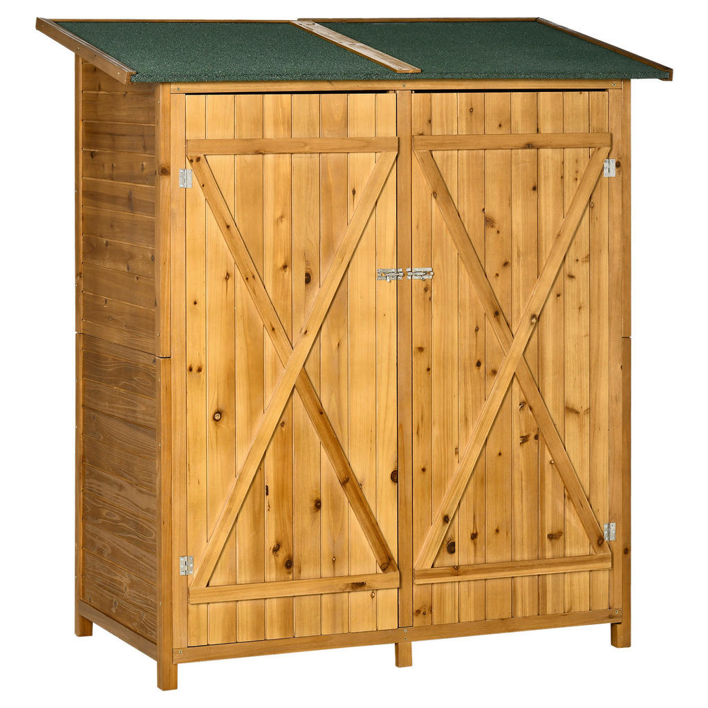 Outsunny Gerätehaus grau Holz B/H/L: ca. 139x160x75 cm günstig online kaufen