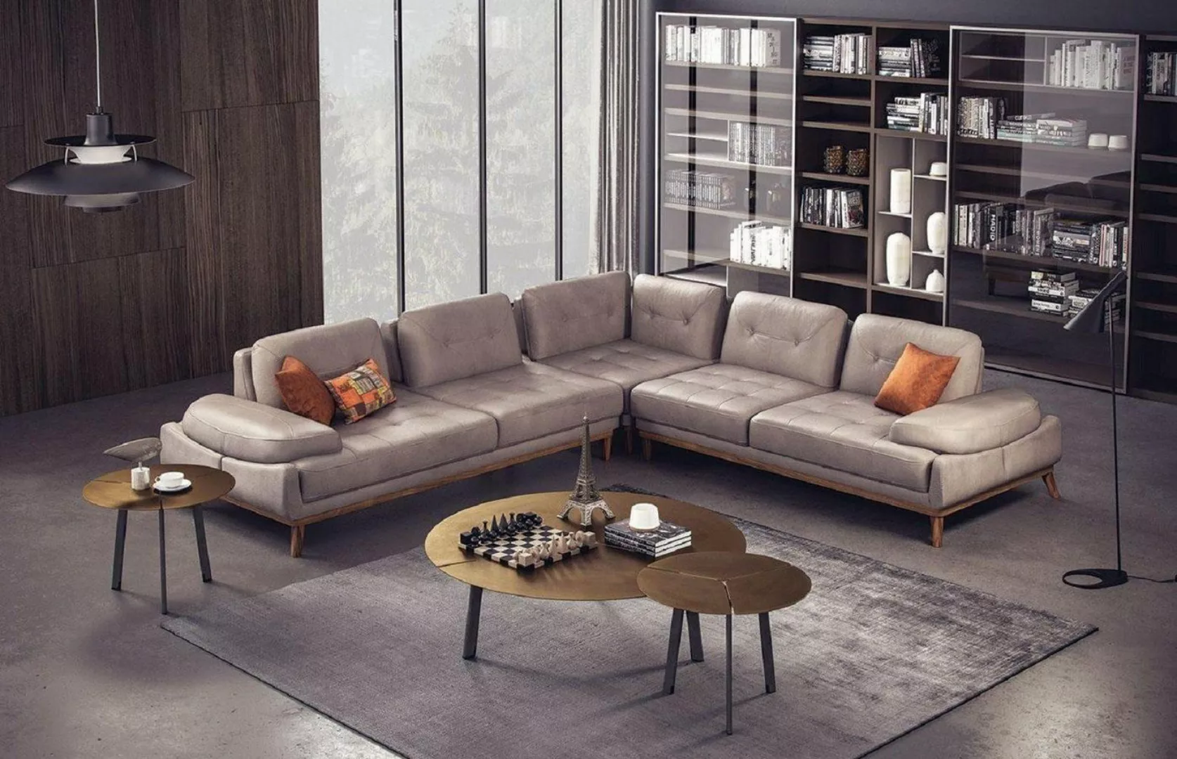 JVmoebel Ecksofa Braunes Wohnzimmer Ecksofa Designer Polster L-Form Couch P günstig online kaufen