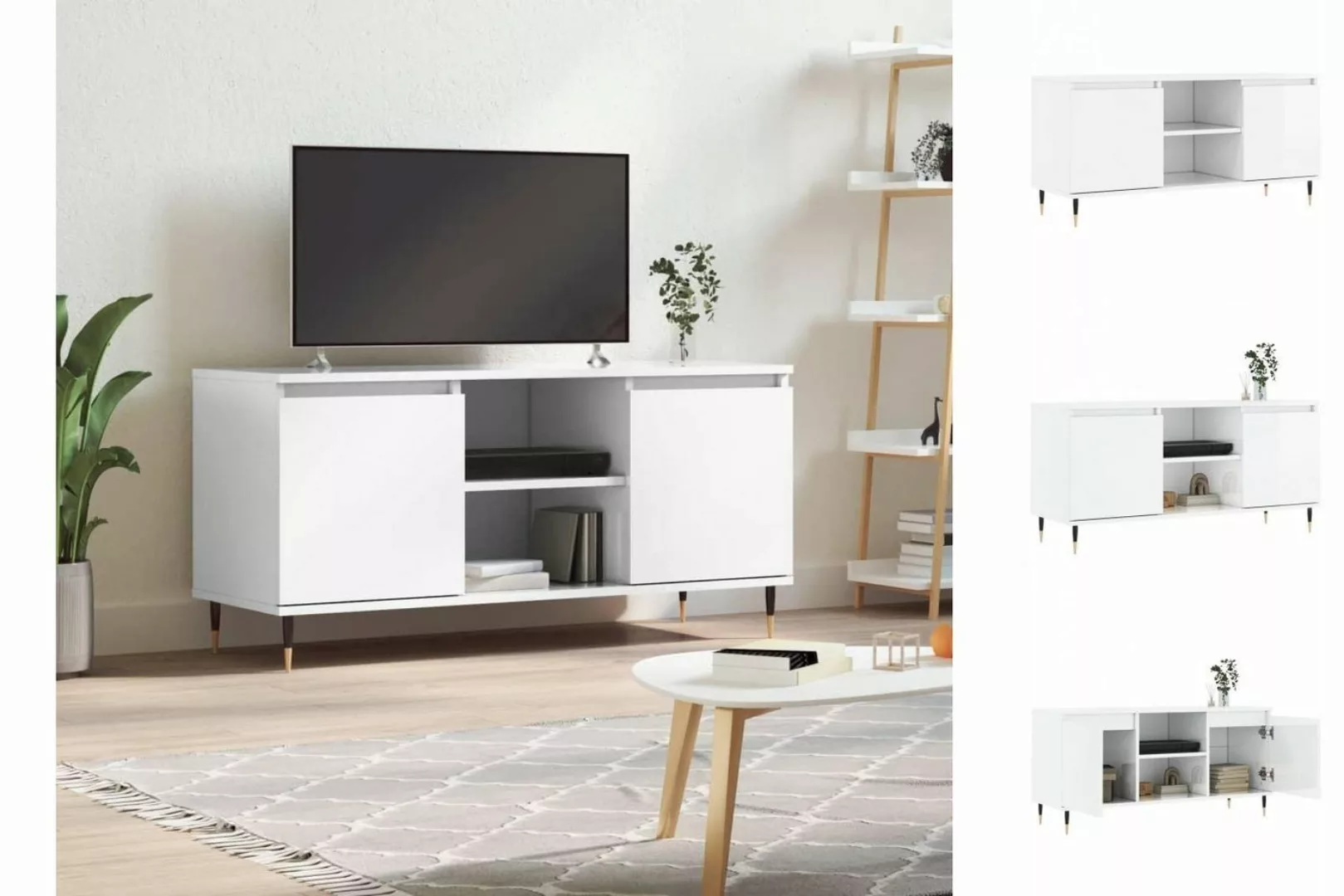 vidaXL TV-Schrank TV-Schrank Hochglanz-Weiß 104x35x50 cm Spanplatte günstig online kaufen