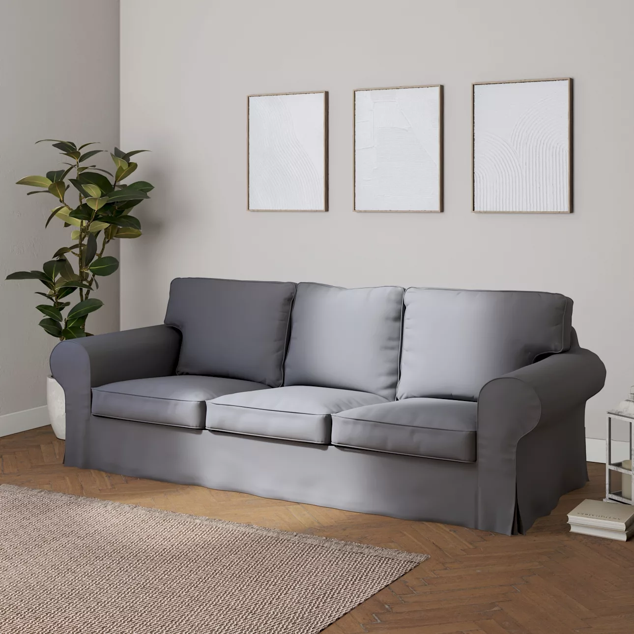 Bezug für Ektorp 3-Sitzer Schlafsofa, ALTES Modell, grau, Sofahusse Ektorp günstig online kaufen