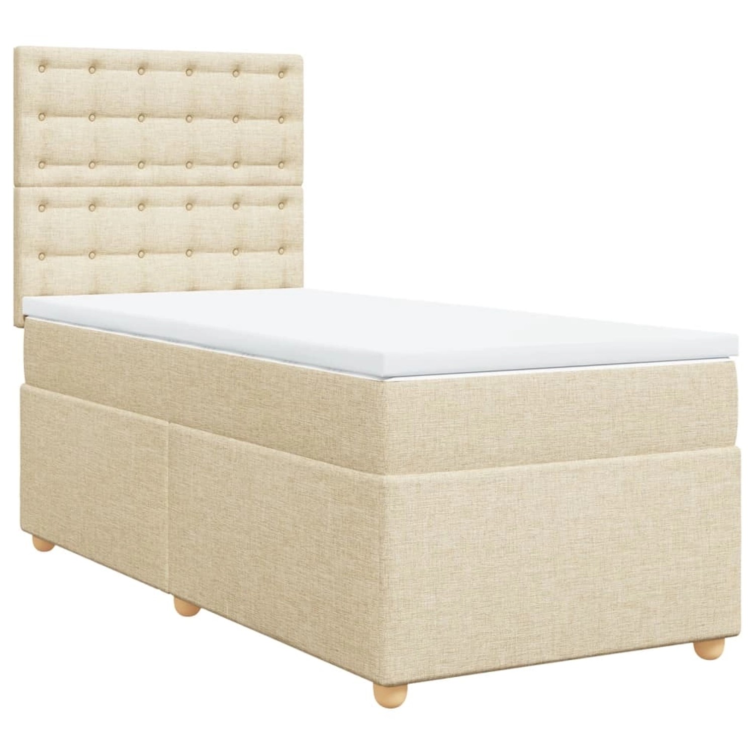 vidaXL Boxspringbett, Boxspringbett mit Matratze Creme 80x200 cm Stoff günstig online kaufen