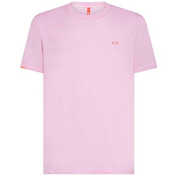 Sun68  T-Shirts & Poloshirts Jersey-Leinen-Streifen-Strandrosa-T-Shirt günstig online kaufen