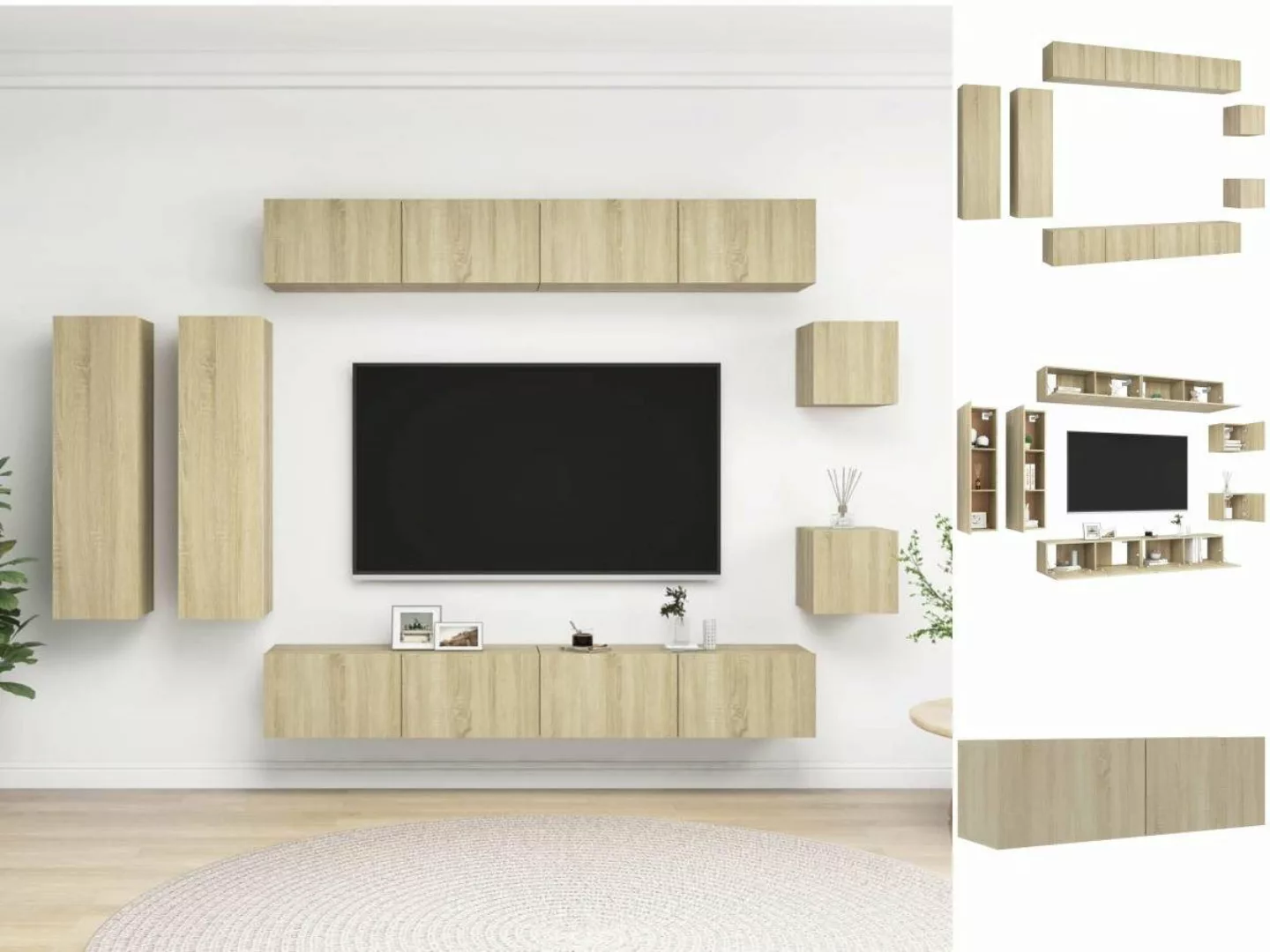 vidaXL TV-Schrank 8-tlg TV-Schrank-Set Sonoma-Eiche Spanplatte TV-Konsole f günstig online kaufen