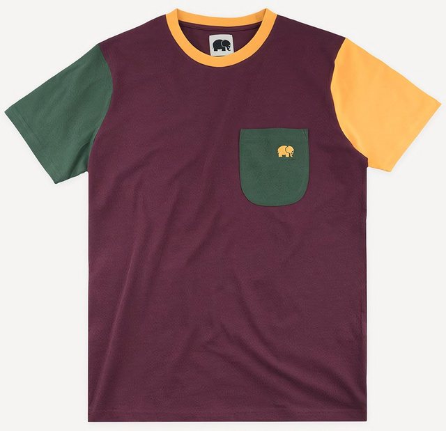 Trendsplant T-Shirt Organic Pocket Color Block T-Shirt Burgundy günstig online kaufen