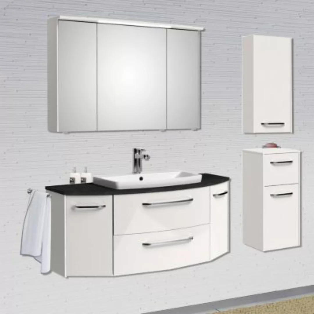 Lomadox Badezimmer abgerundet SEVILLA-66 in weiß Hochglanz mit Keramik Wasc günstig online kaufen