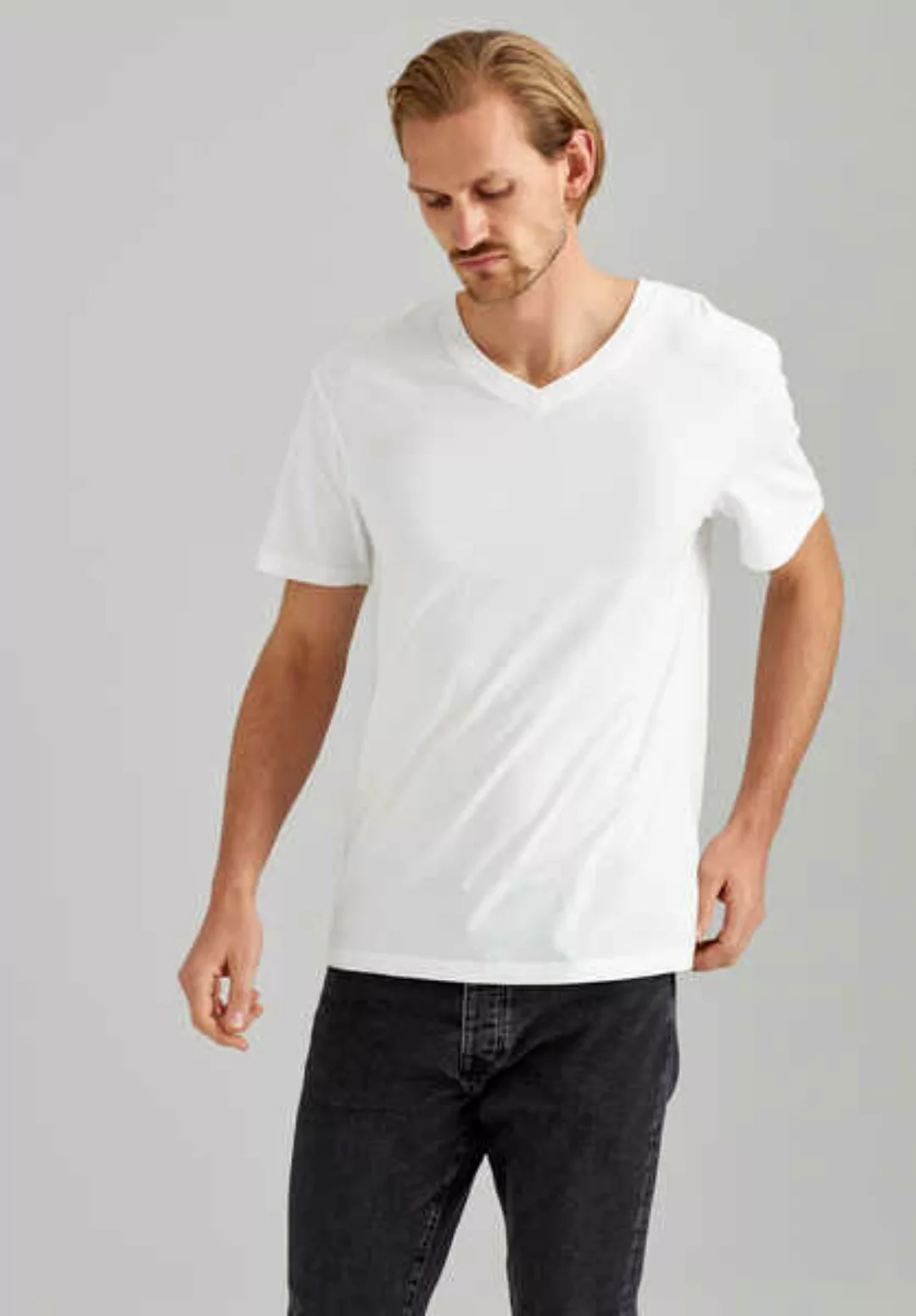 Herren V-neck T-shirt Aus Biobaumwolle günstig online kaufen