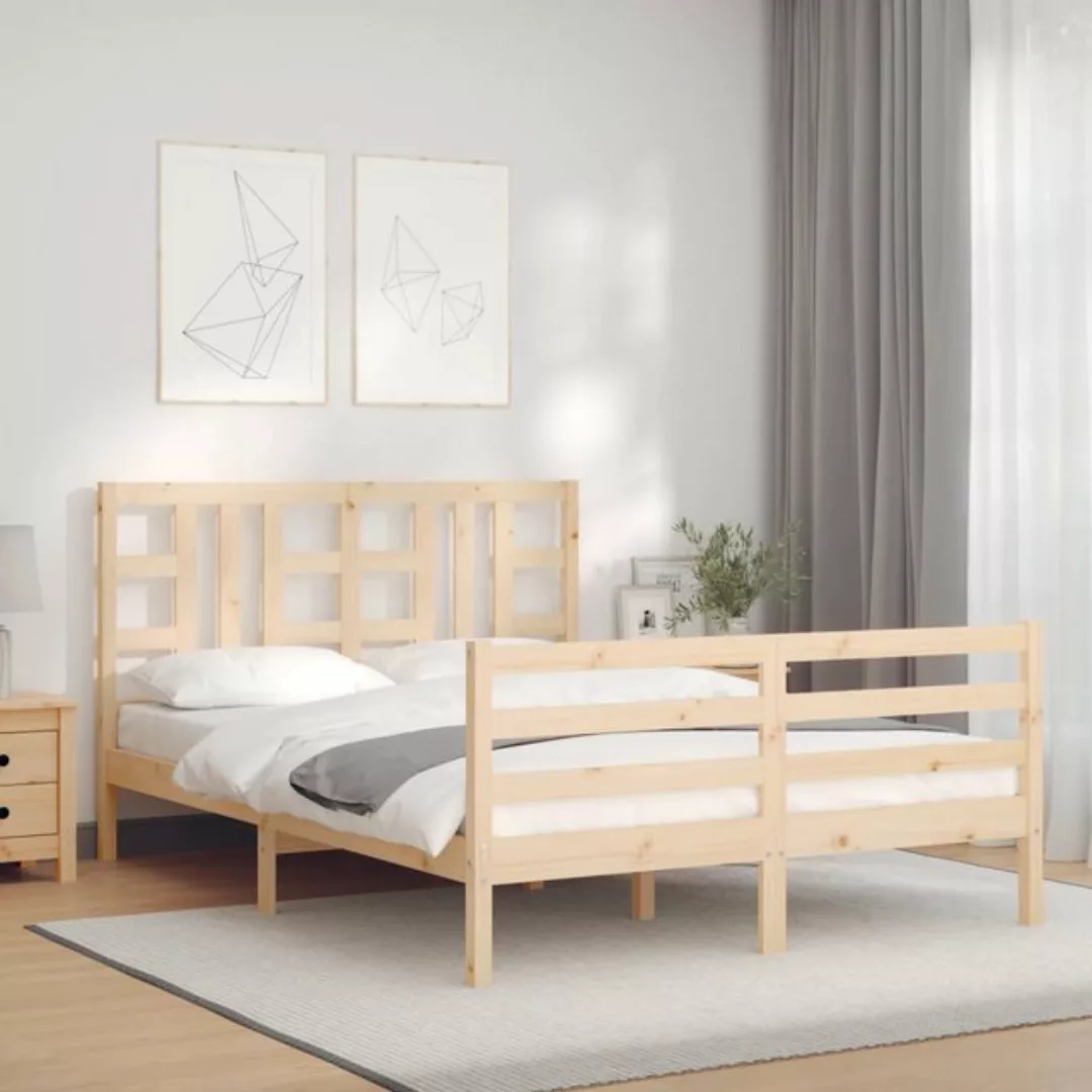 vidaXL Bettgestell Massivholzbett mit Kopfteil Bett Bettgestell günstig online kaufen