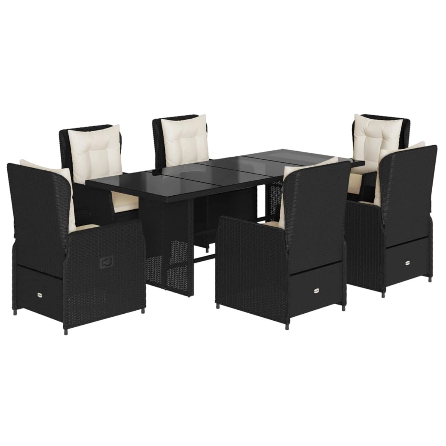 vidaXL 7-Tlg Garten-Essgruppe mit Kissen Schwarz Poly Rattan 3262777 günstig online kaufen