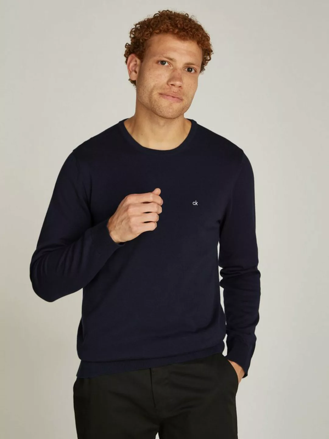 Calvin Klein Rundhalspullover COTTON SILK BLEND CN SWEATER mit Logoprägung günstig online kaufen