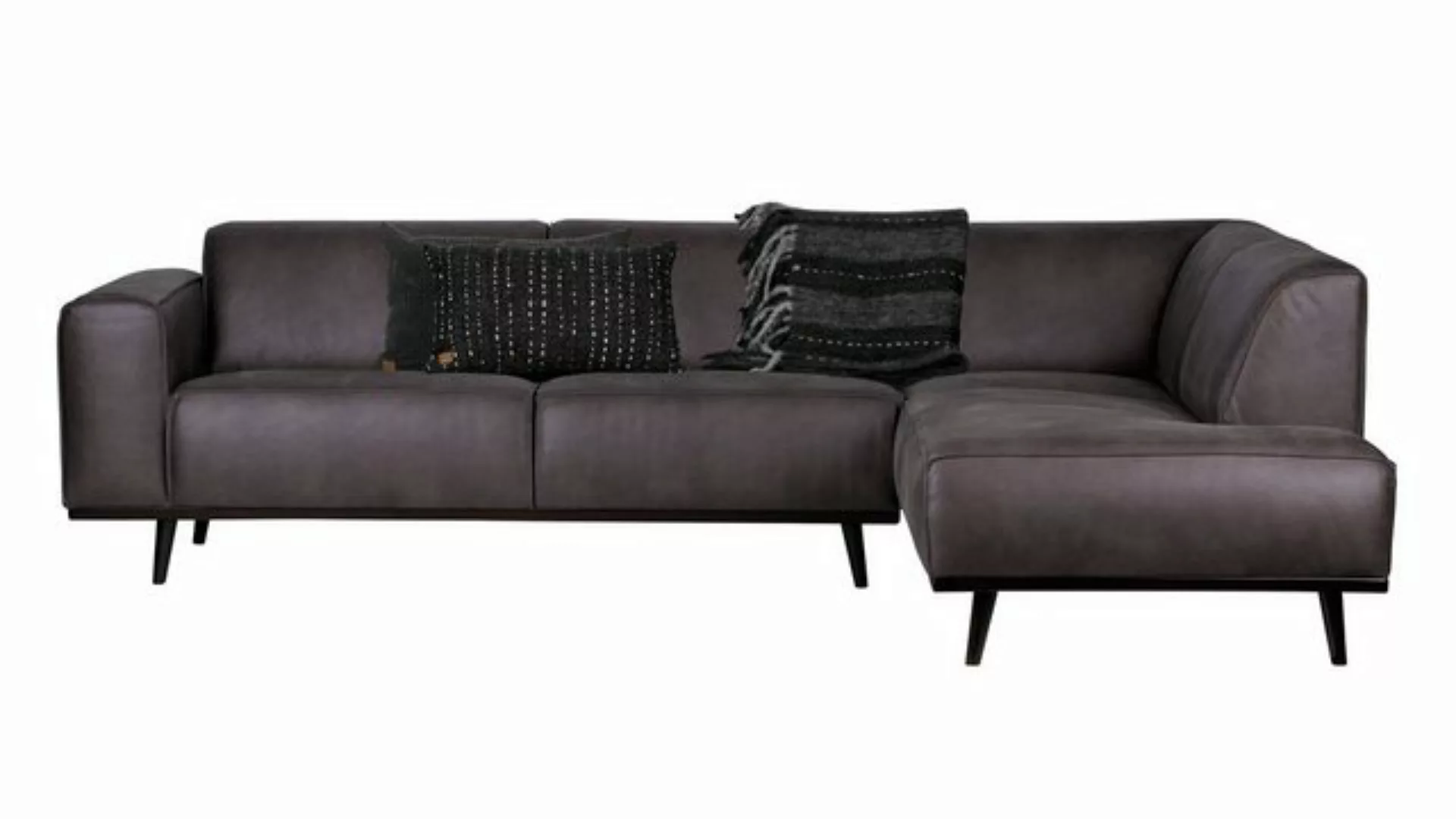 BePureHome Ecksofa Statement Rechts - Leder Grey, Federkern, Freistellbar günstig online kaufen