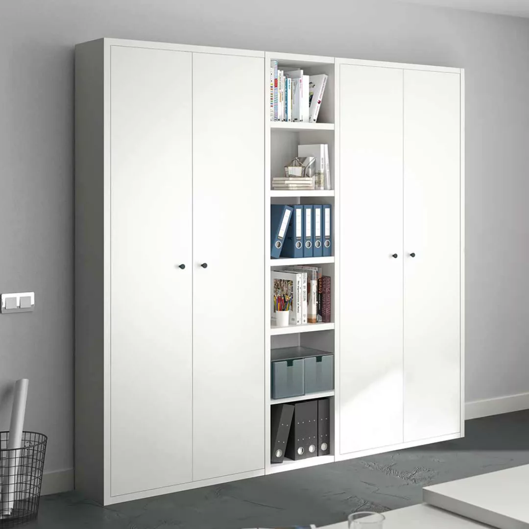 Regalkombination Arbeitszimmer in Weiß 231 cm breit - 222 cm hoch günstig online kaufen