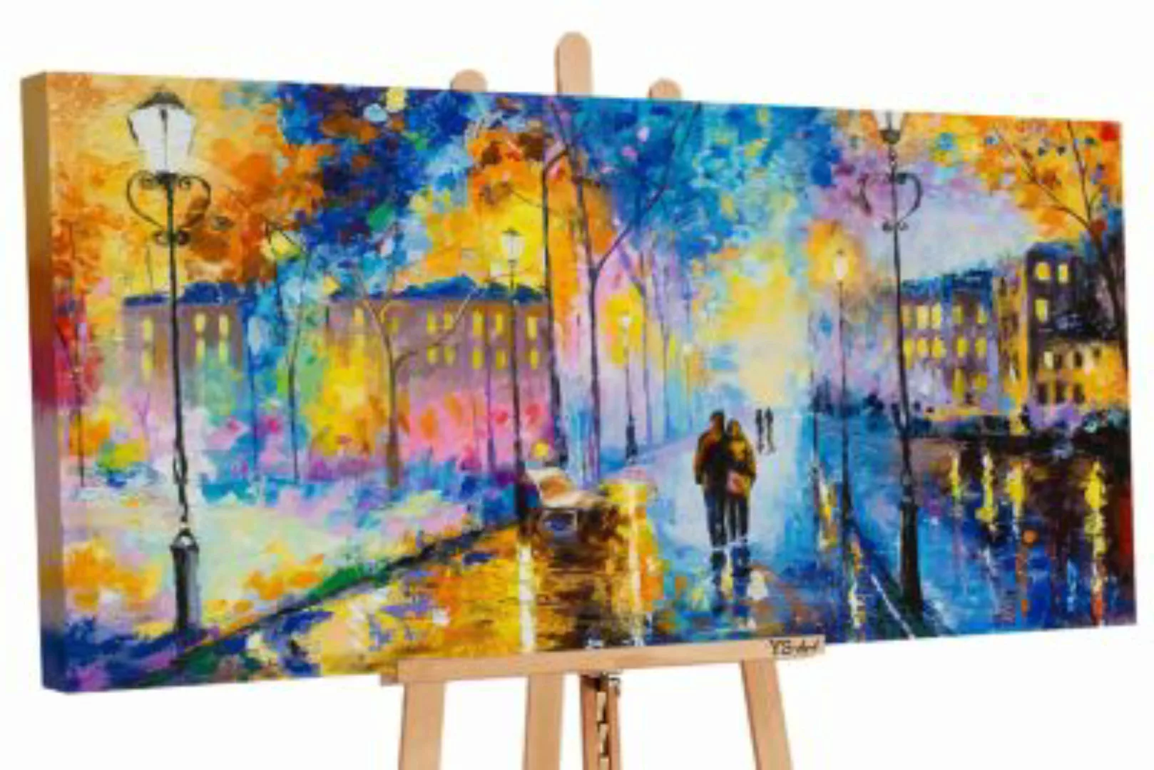 YS-Art™ "Gemälde Acryl ""Romantischer Abend"" handgemalt auf Leinwand 130x7 günstig online kaufen