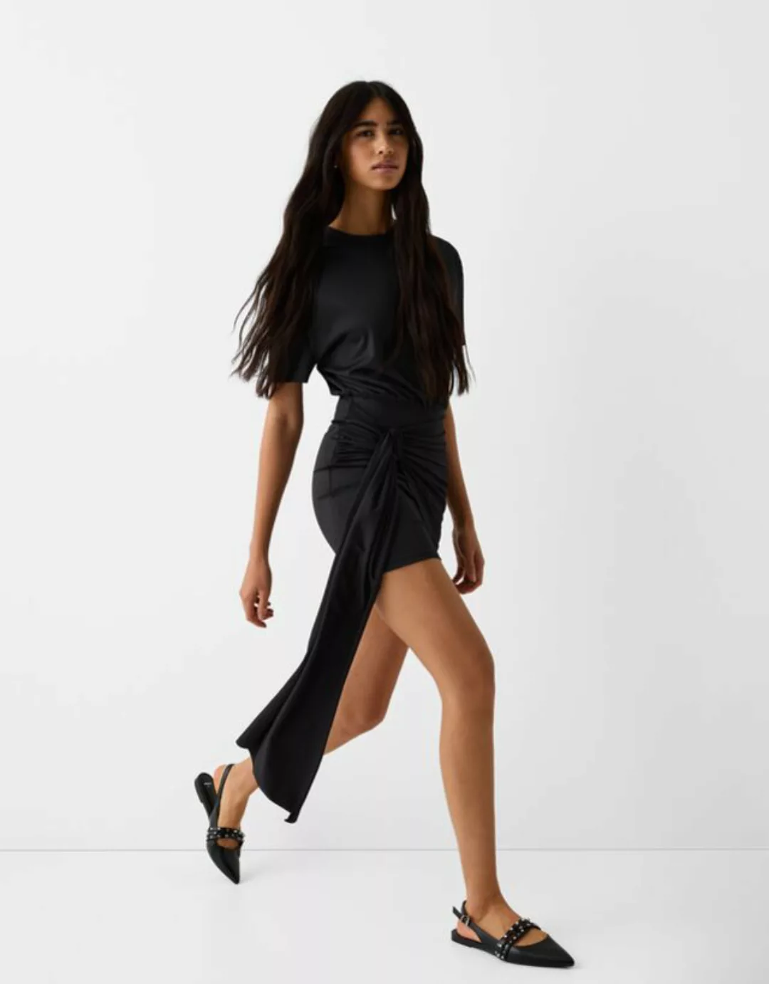 Bershka Minikleid Mit Knoten Damen Xs Schwarz günstig online kaufen