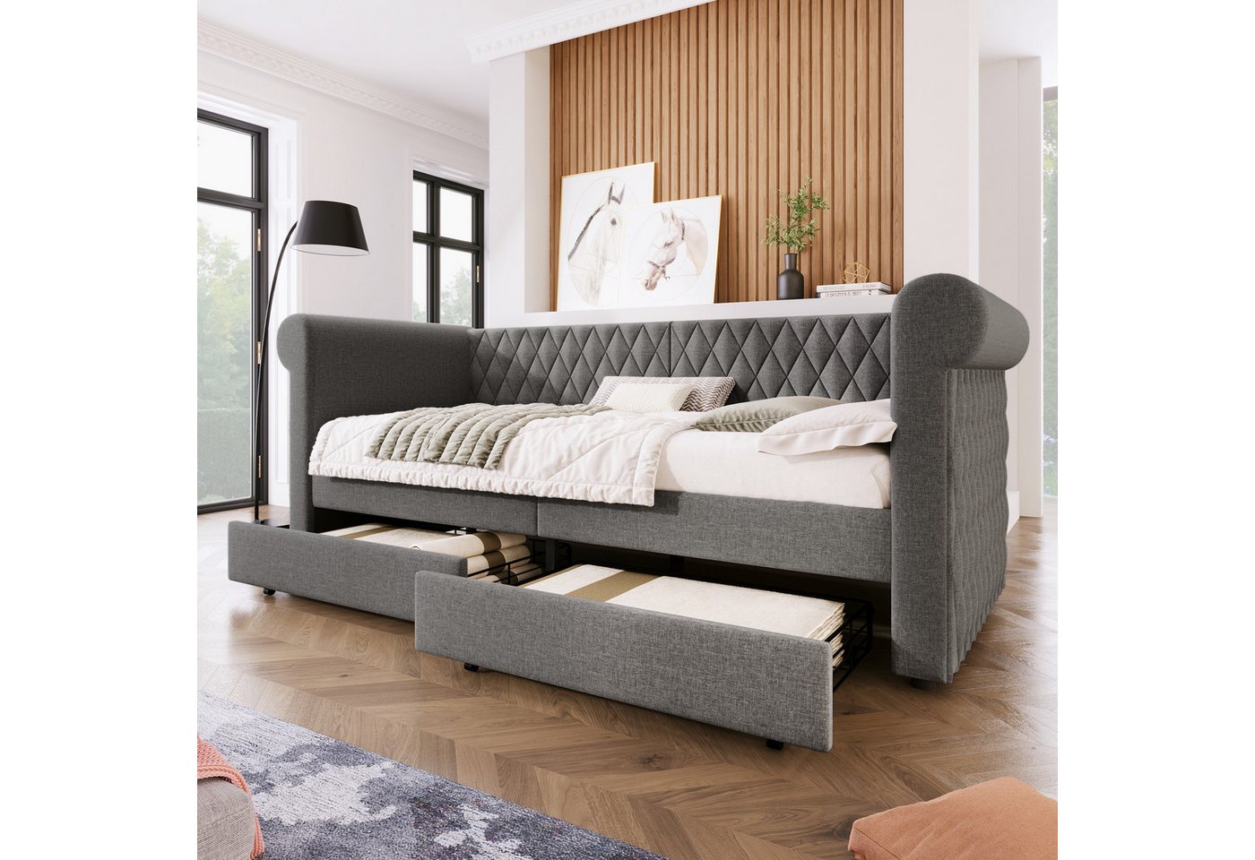 OKWISH Daybett Sofa mit Unterbett (Tagesbett,Polsterbett), mit Lattenrost, günstig online kaufen