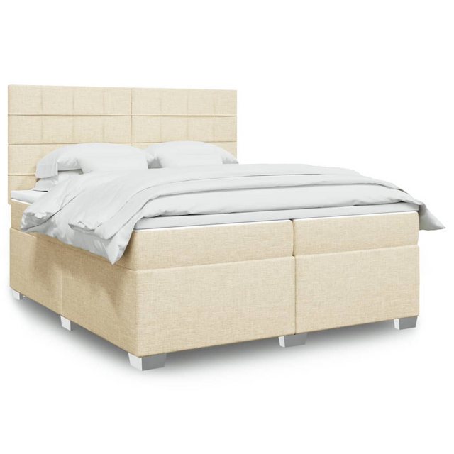 vidaXL Boxspringbett, Boxspringbett mit Matratze Creme 200x200 cm Stoff günstig online kaufen