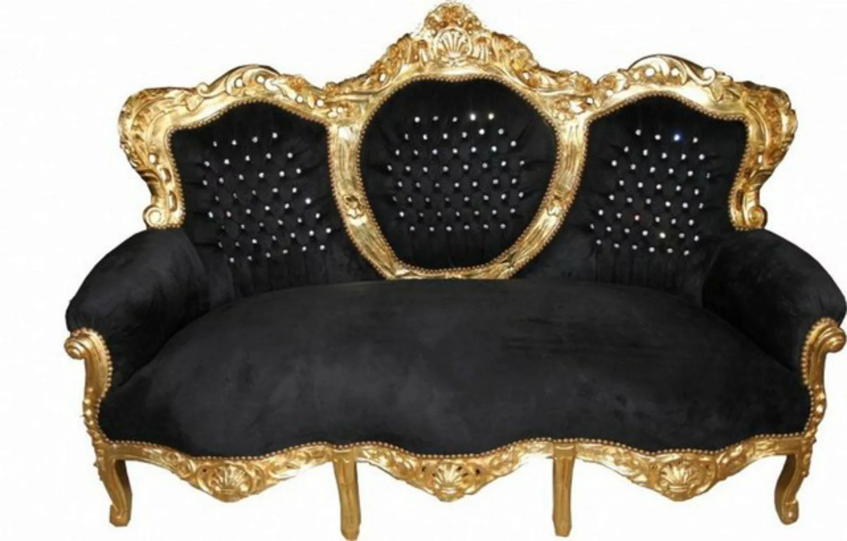 Casa Padrino Sofa Barock Sofa "King" Schwarz/Gold mit Bling Bling Glitzerst günstig online kaufen