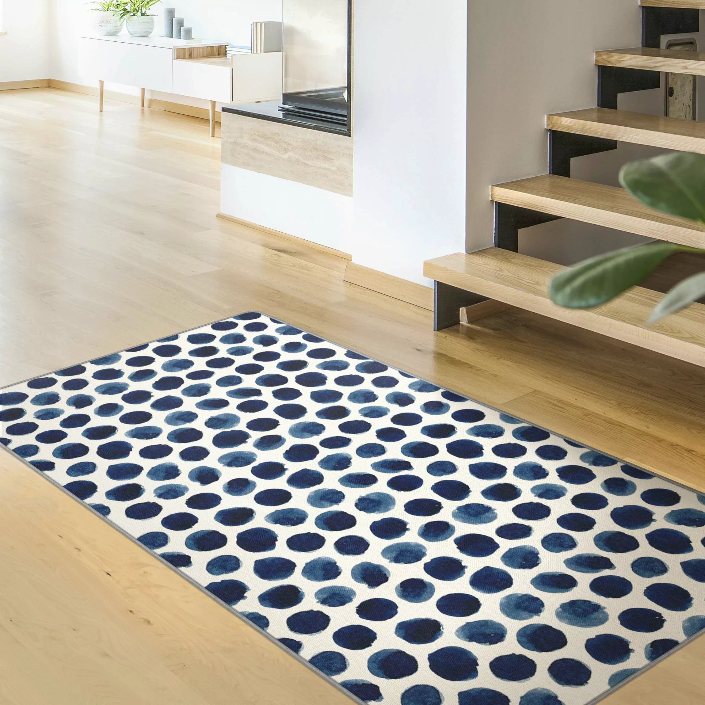 Teppich Große Aquarell Polkadots in Indigo günstig online kaufen