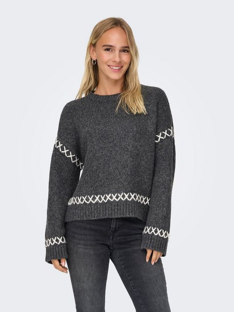 ONLY Strickpullover Strickpullover Rundhals Langarm Weich Ziernähte 8143 in günstig online kaufen