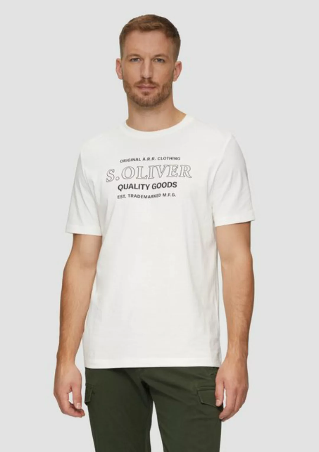 s.Oliver Kurzarmshirt T-Shirt mit Logo-Motiven aus reiner Baumwolle günstig online kaufen