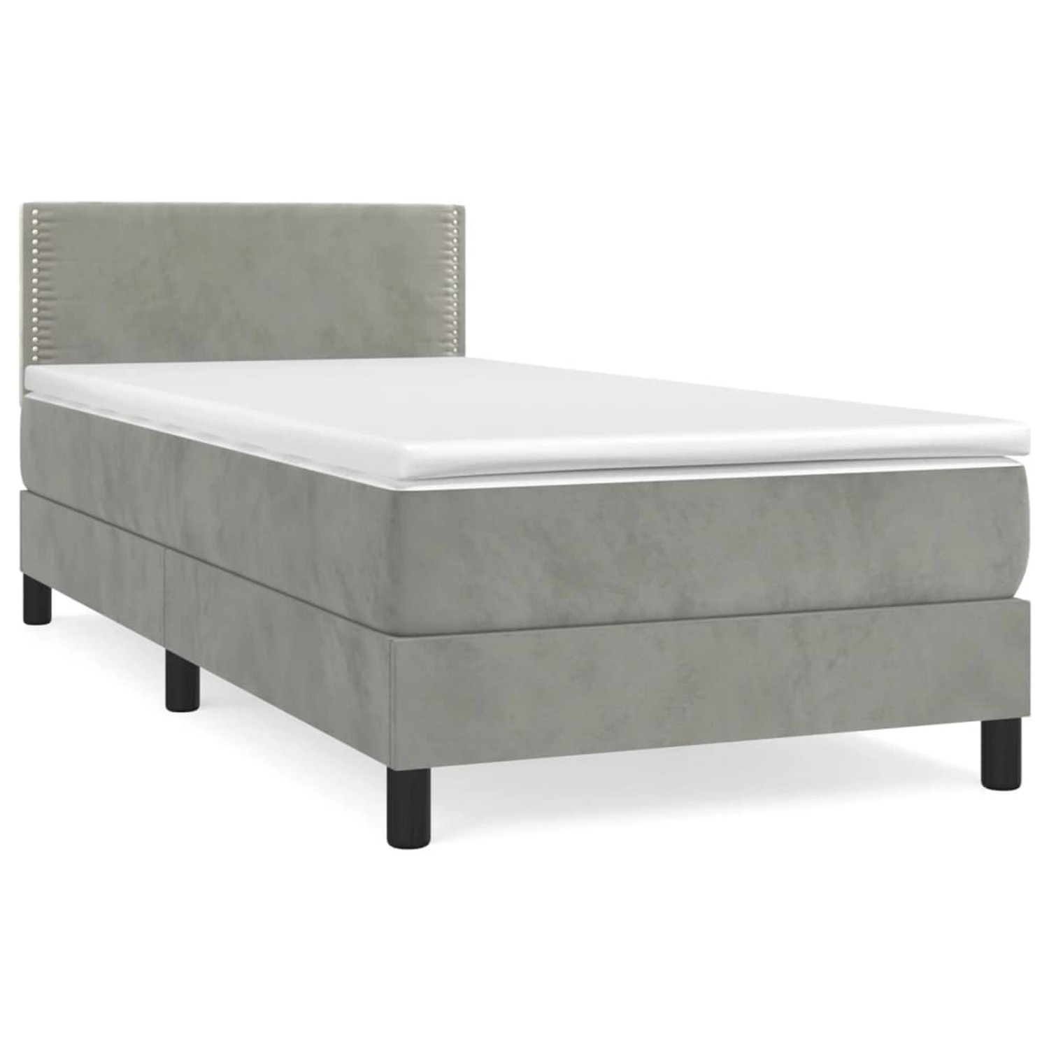 vidaXL Boxspringbett Boxspringbett mit Matratze Hellgrau 90x200 cm Samt Bet günstig online kaufen