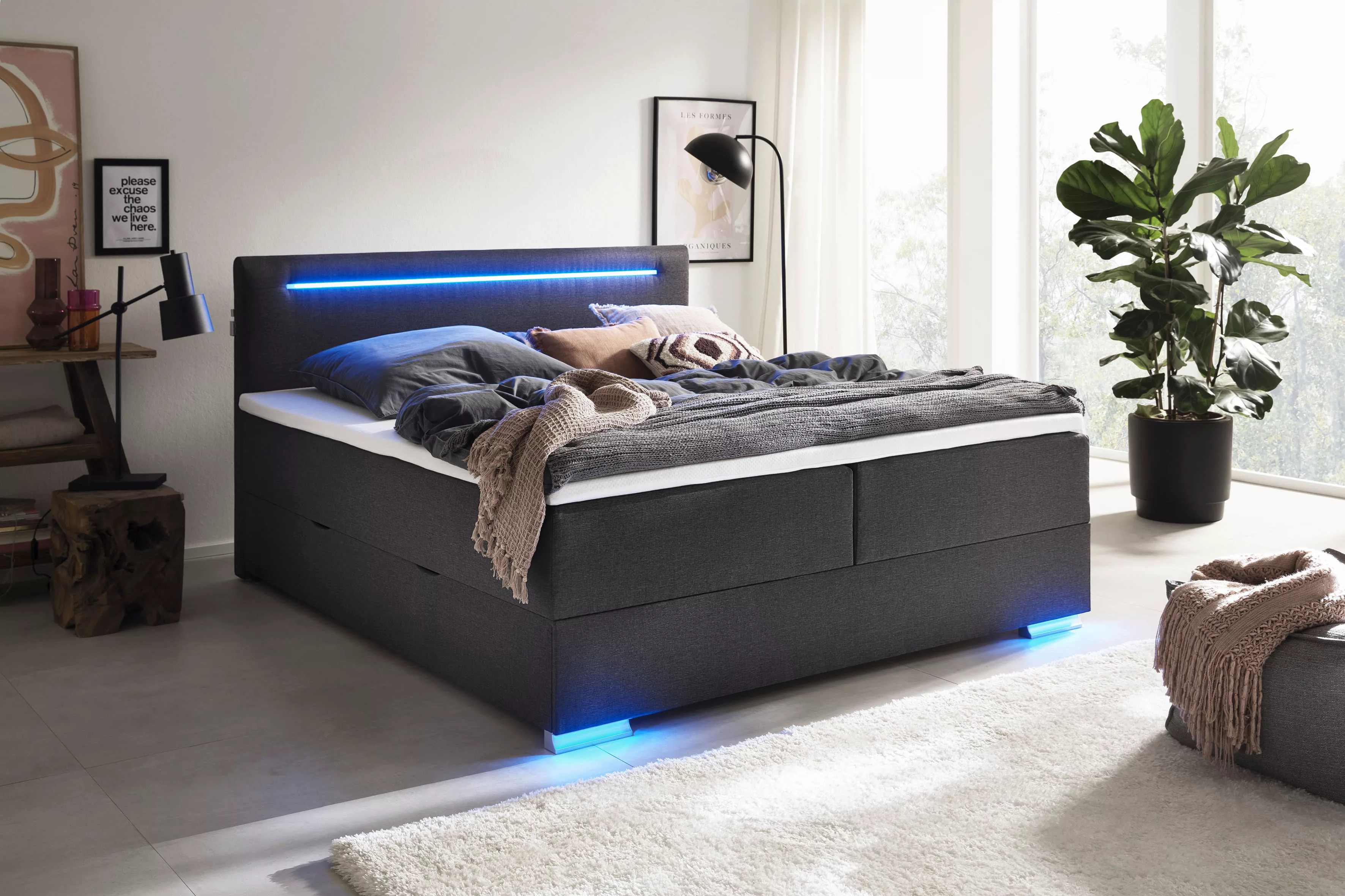 meise.möbel Boxspringbett "Las Vegas", Füße und Kopfteil mit LED-Beleuchtun günstig online kaufen