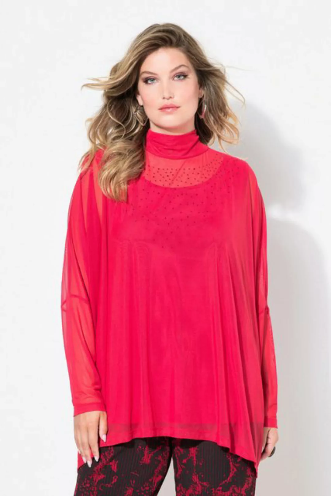 MIAMODA Druckbluse Bluse oversized Mesh Glitzersteinchen Top günstig online kaufen