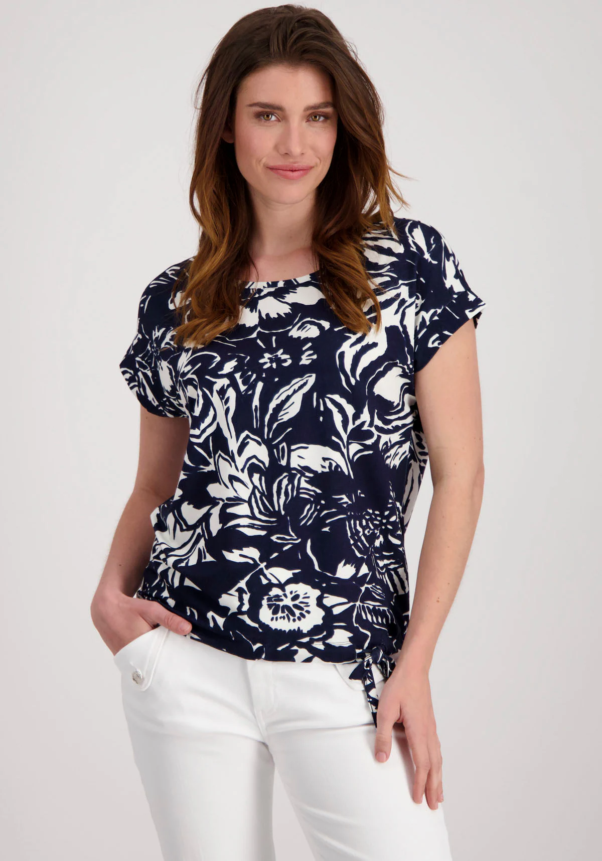 Monari Rundhalsshirt mit Blumendruck günstig online kaufen