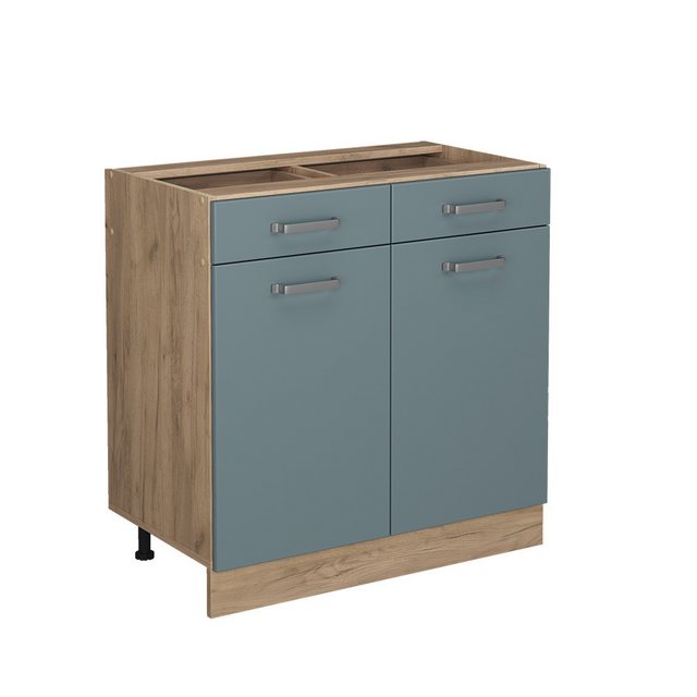 Livinity® Unterschrank R-Line, Blau-Grau/Goldkraft Eiche, 80 cm, AP Anthraz günstig online kaufen