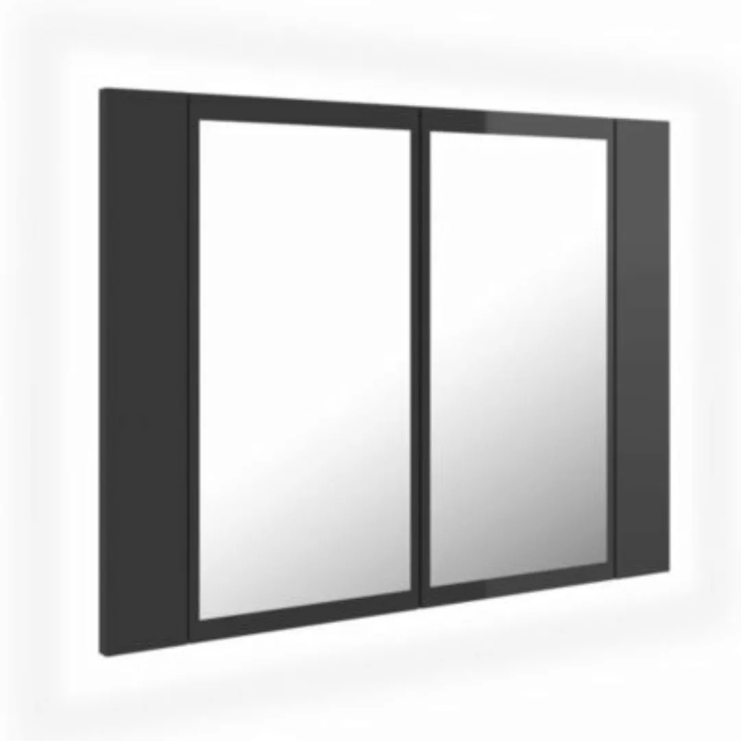 vidaXL LED-Bad-Spiegelschrank Hochglanz-Grau 60x12x45 cm Acryl LED Spiegels günstig online kaufen