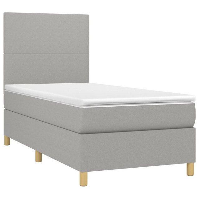 vidaXL Boxspringbett (90 x 190 cm, Schlichtes Design, Hellgrau), mit LED günstig online kaufen