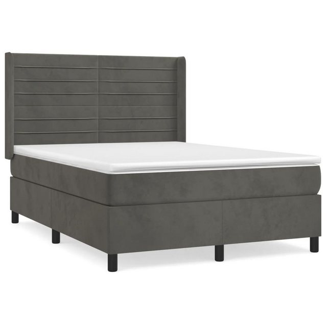 vidaXL Bettgestell Boxspringbett mit Matratze Dunkelgrau 140x200 cm Samt Be günstig online kaufen