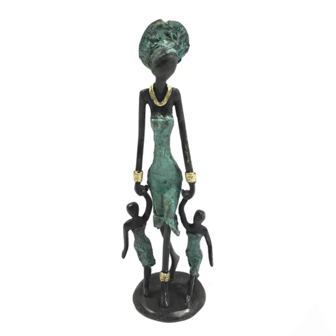 Bronze-skulptur "Frau Mit Kindern" By Issouf | 25 Cm | Unikat | Versch. Far günstig online kaufen