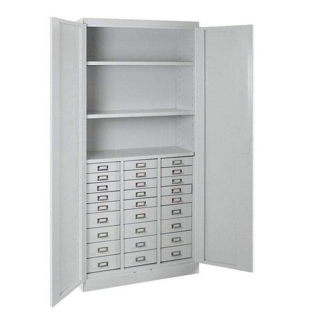 PROREGAL® Fächerschrank Schubschrank Chinchilla mit 27 Schub + 3 Ablagebode günstig online kaufen