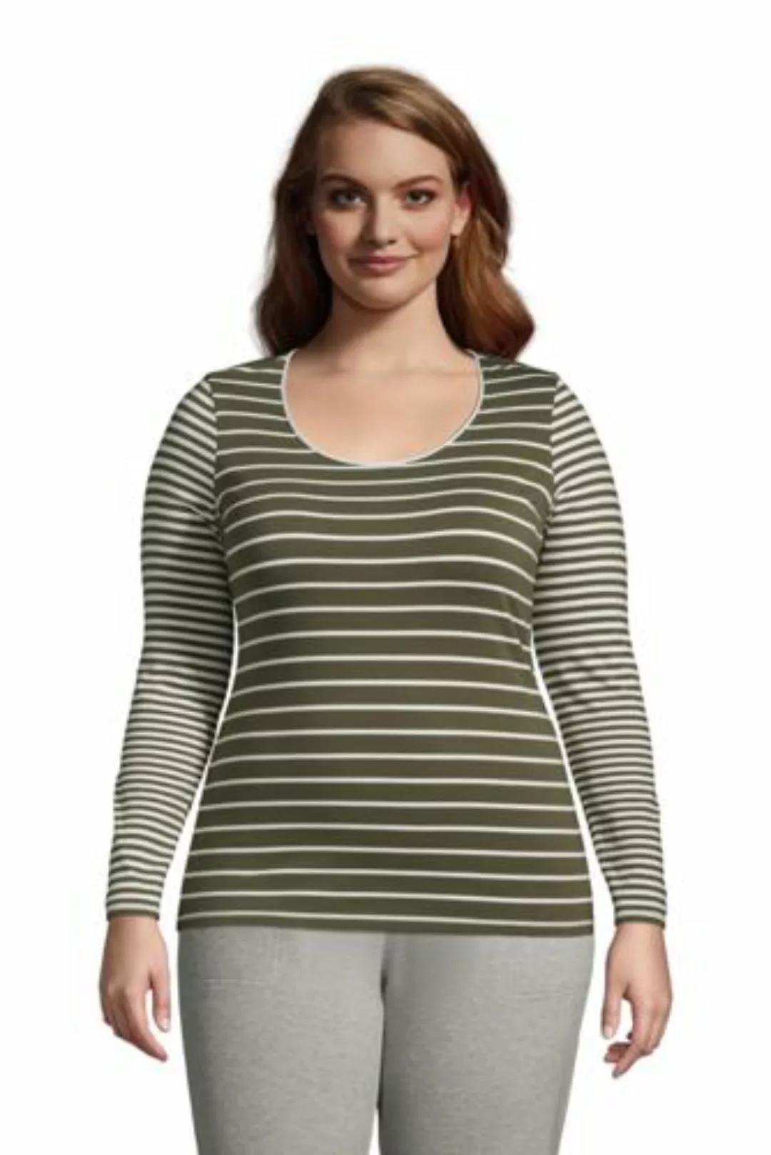 Shirt aus Baumwoll/Modalmix Gestreift in großen Größen, Damen, Größe: 56-58 günstig online kaufen