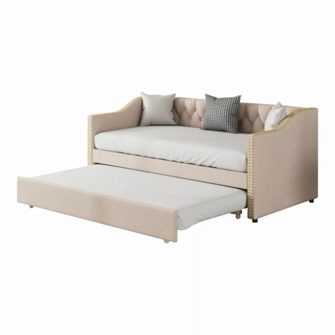 Flieks Daybett, Tagesbett Polsterbett Sofa mit Unterbett 90x200cm Leinen günstig online kaufen