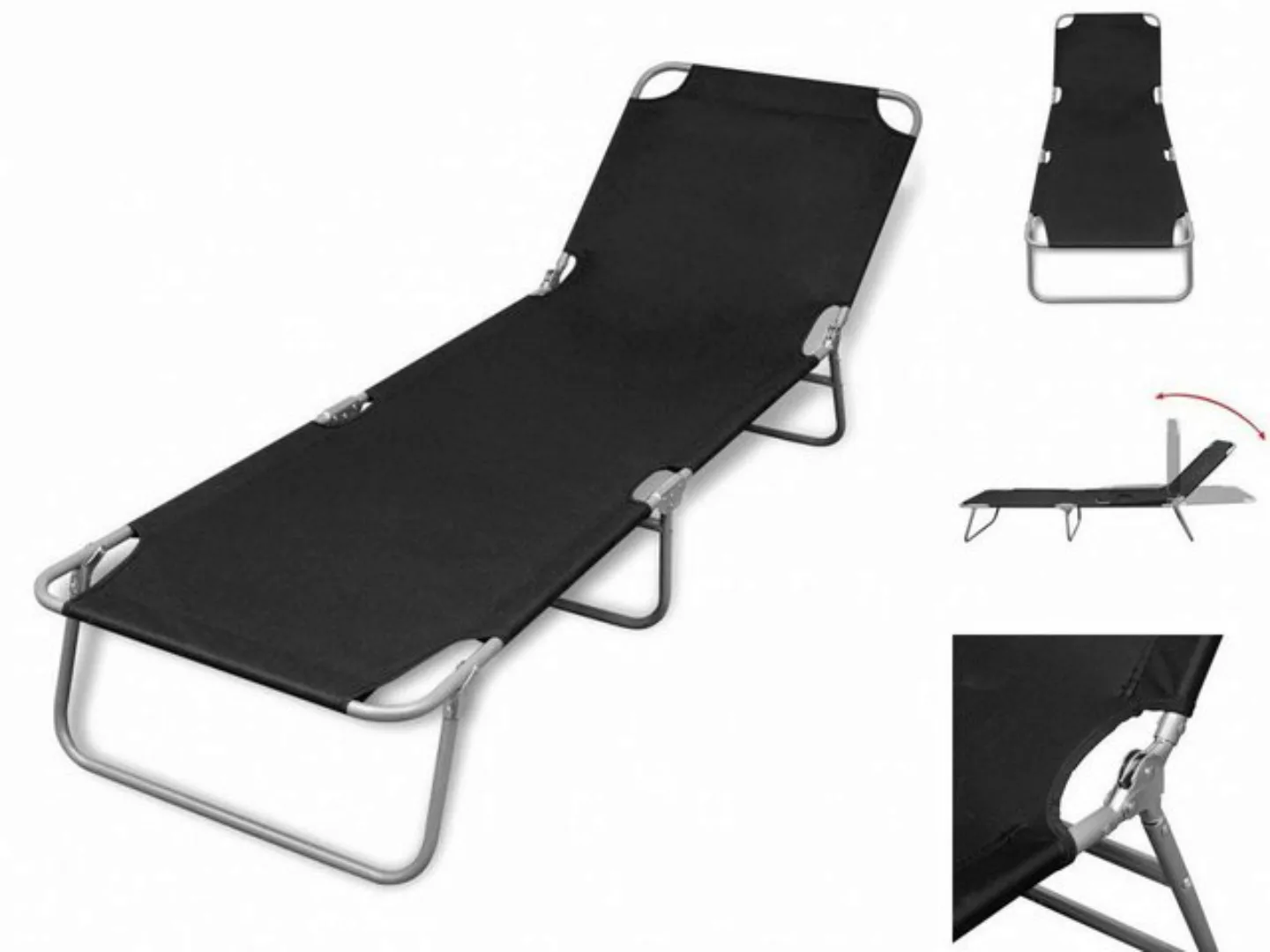 vidaXL Campingliege Sonnenliege Klappbar mit Rückenlehne Verstellbar Schwar günstig online kaufen