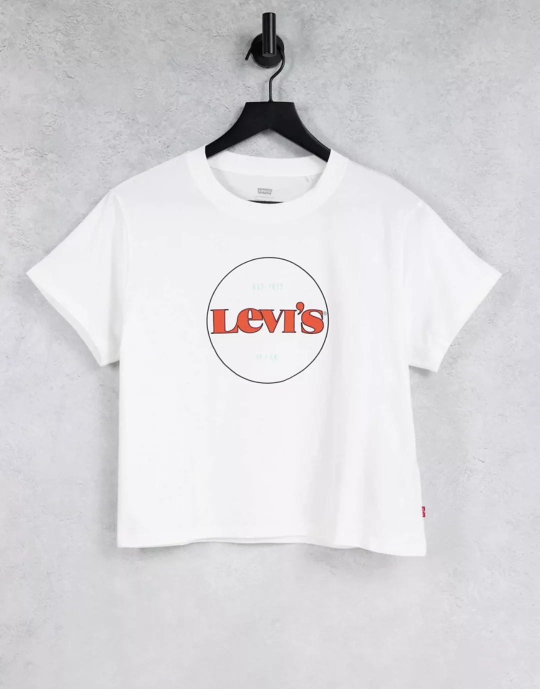 Levi's – T-Shirt mit College-Print und neuem Kreislogo in Weiß günstig online kaufen