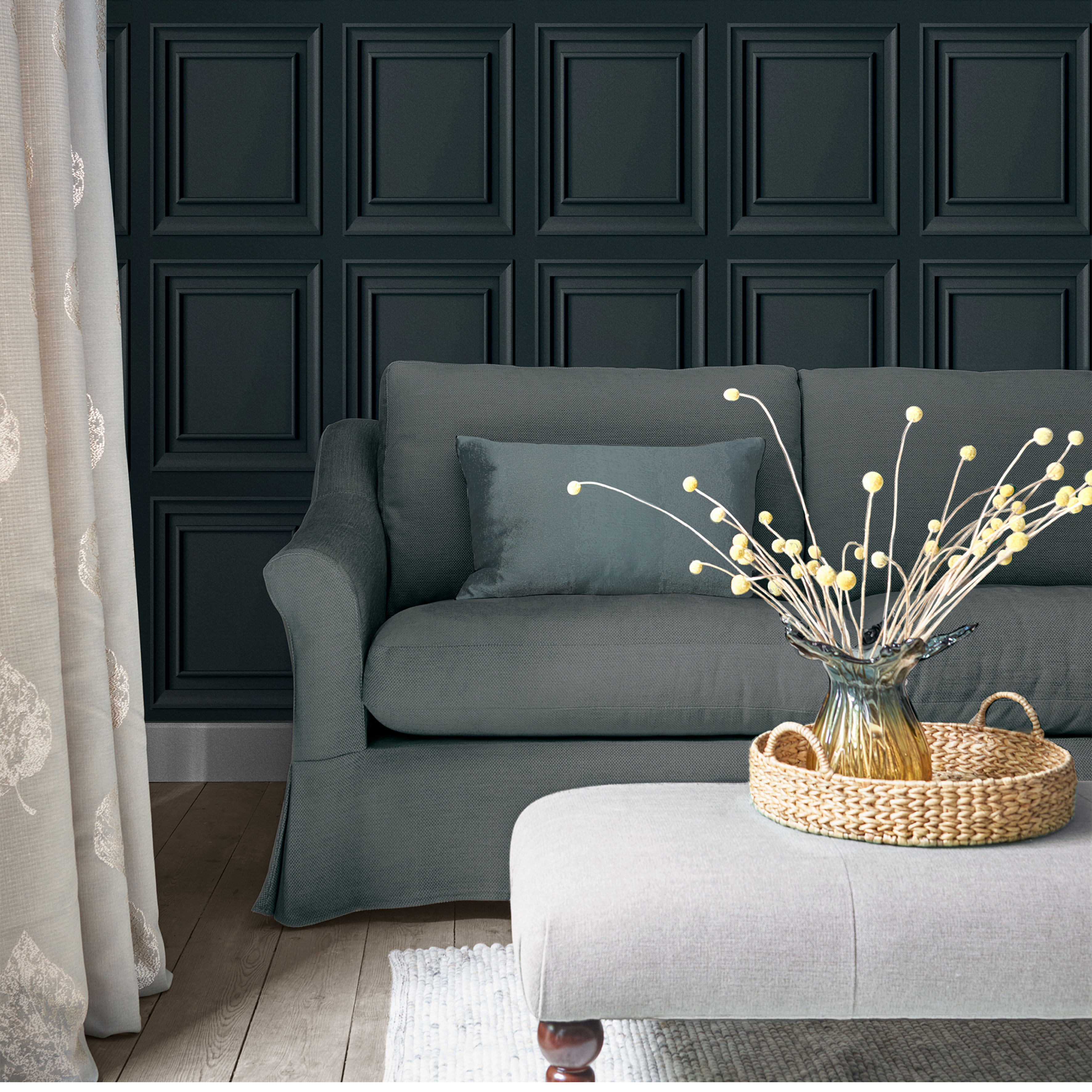 LAURA ASHLEY Vliestapete »Laura Ashley Redbrook Wood Panel Dark Seaspray Vl günstig online kaufen