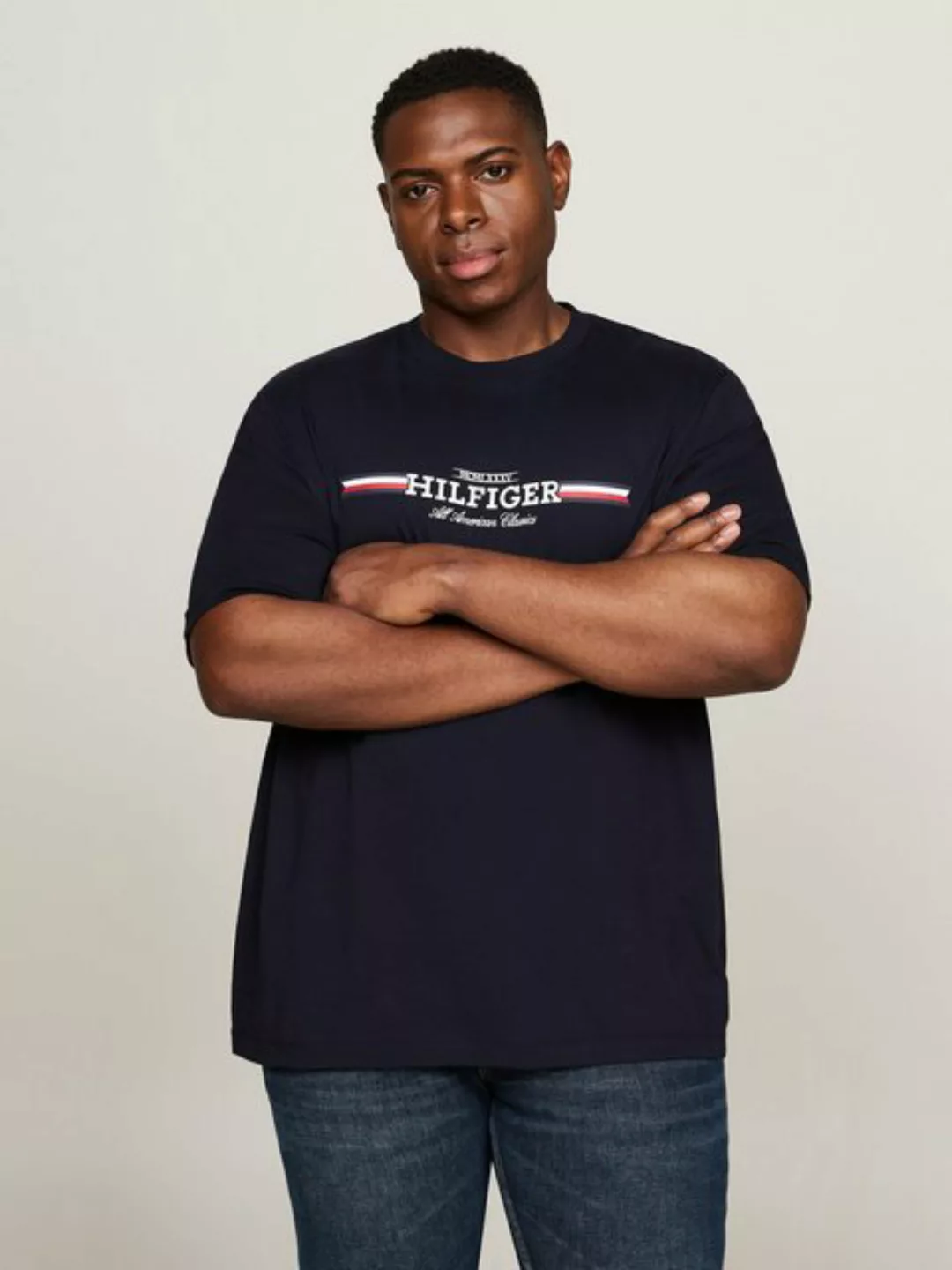 Tommy Hilfiger Big & Tall Kurzarmshirt BT-HILFIGER CHEST STRIPE TEE-B Aufdr günstig online kaufen