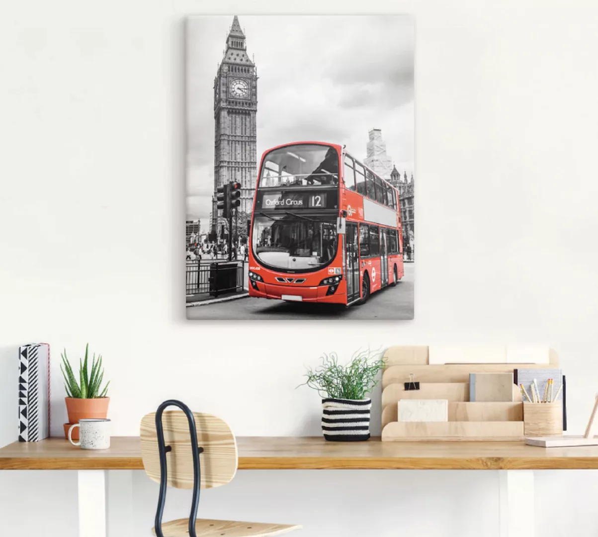 Artland Wandbild »London Bus und Big Ben«, Gebäude, (1 St.), als Leinwandbi günstig online kaufen