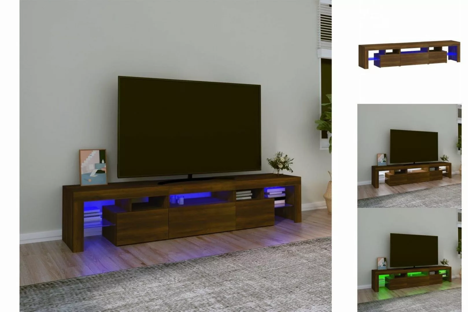 vidaXL TV-Schrank TV-Schrank mit LED-Leuchten Braun Eichen-Optik 200x36,5x4 günstig online kaufen