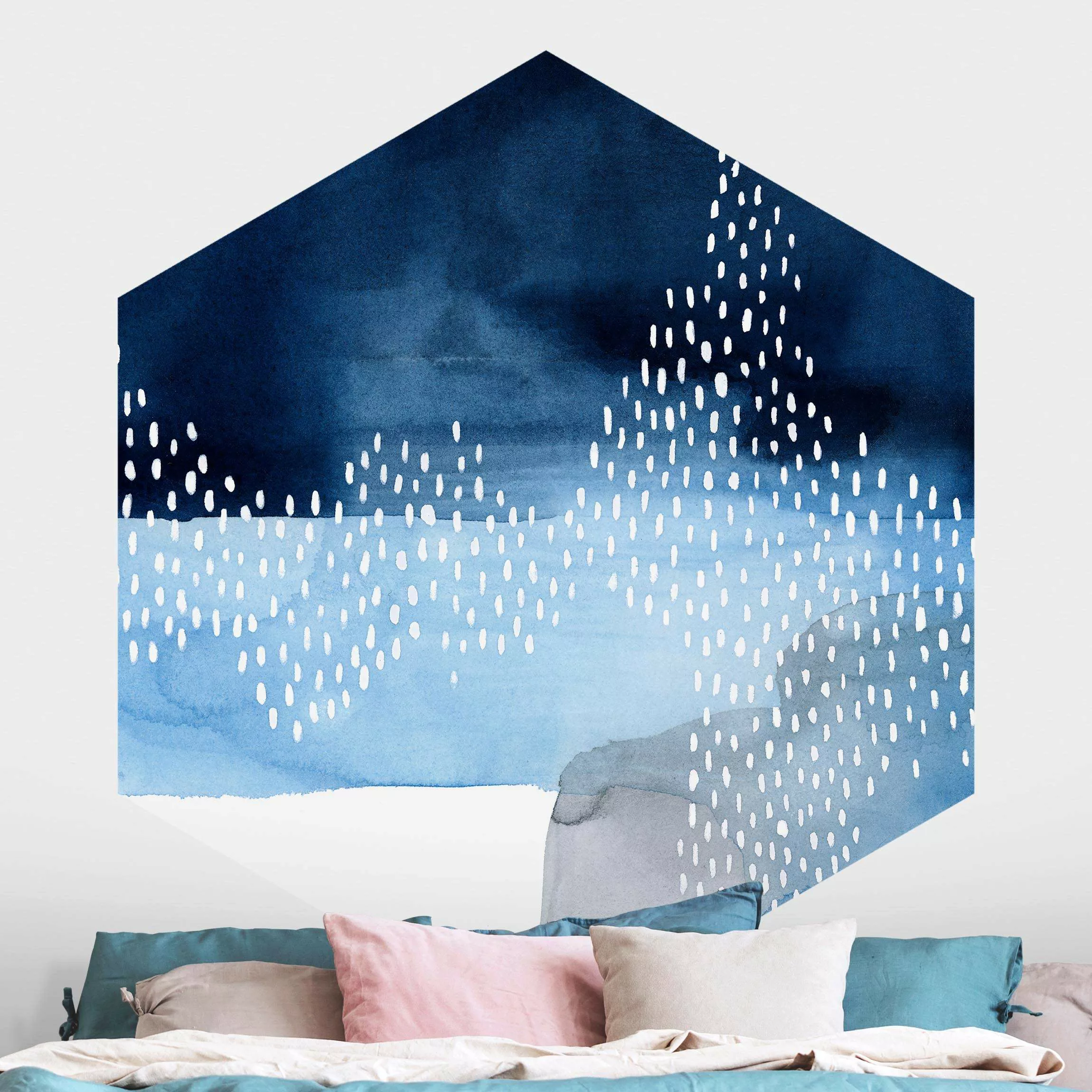 Hexagon Fototapete selbstklebend Abstrakter Wasserfall günstig online kaufen