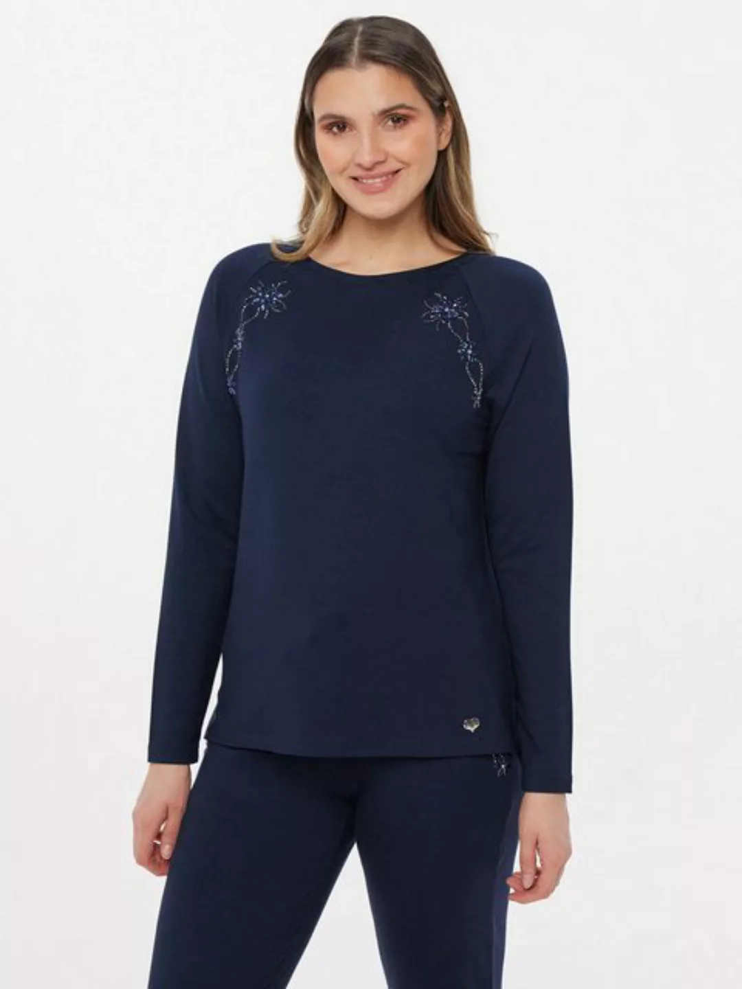 MONACO blue WEEKEND Sweatshirt Langarmshirt figurumspielend mit Kristallblü günstig online kaufen