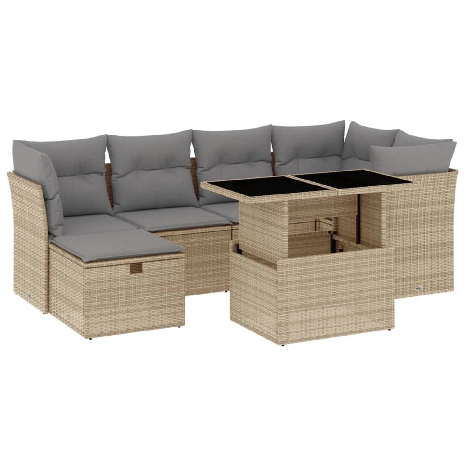 vidaXL 7-tlg Garten-Sofagarnitur mit Kissen Beige Poly Rattan Modell 398 günstig online kaufen