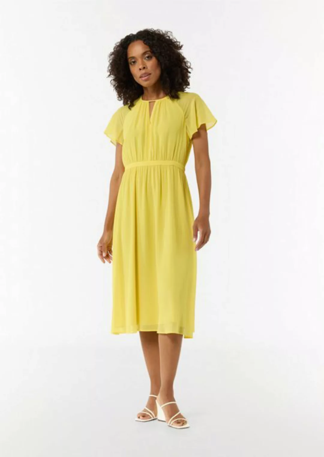 Comma Maxikleid Long-Shape-Kleid aus Chiffon mit Raffung Raffung günstig online kaufen