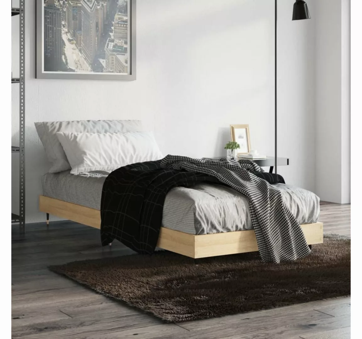 vidaXL Bett Bettgestell Sonoma-Eiche 75x190 cm Holzwerkstoff günstig online kaufen